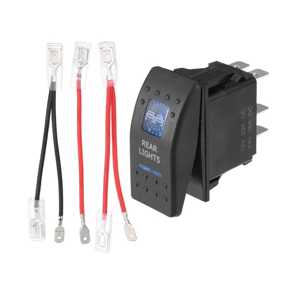Unique Bargains 5 Pin Car Interior Rear Light Rocker Switch Toggle Kit 20A/12V 10A/24V SPST On Off Universal Blue