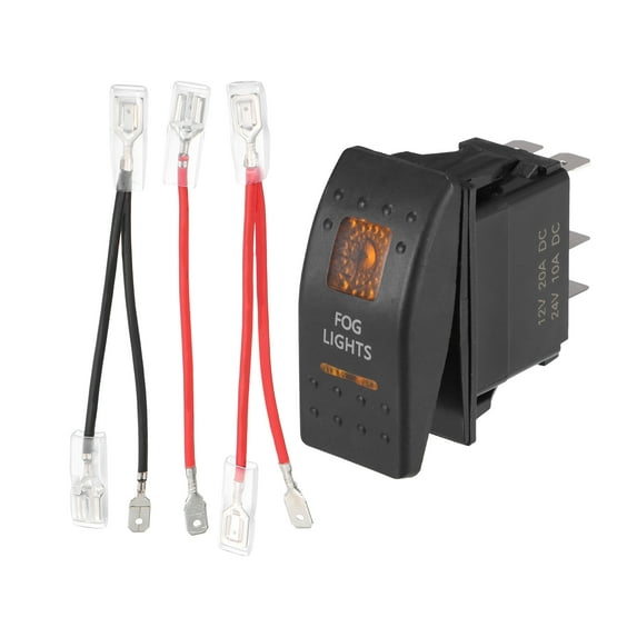 Unique Bargains 5 Pin Car Interior UTV Fog Lights Rocker Switch SPST Kit 20A/12V 10A/24V SPST on Off Universal Orange