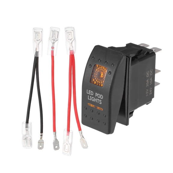 Unique Bargains 5 Pin Car Interior UTV LED Pod Lights Rocker Switch Kit 20A/12V 10A/24V SPST on Off Universal Orange