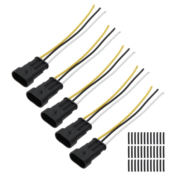 Unique Bargains 5 Set 3 Pins 16AWG Wire Connector Adapter Pigtail 5.31inch Long Waterproof Electrical Car Auto Wire Connector