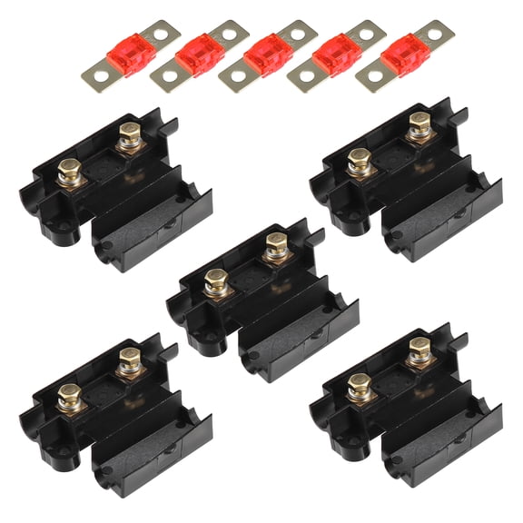 Unique Bargains 5 Set Black 125A Fuse with In-Line Holder Electrical Protection Fusible for Car Audio Video Stereo