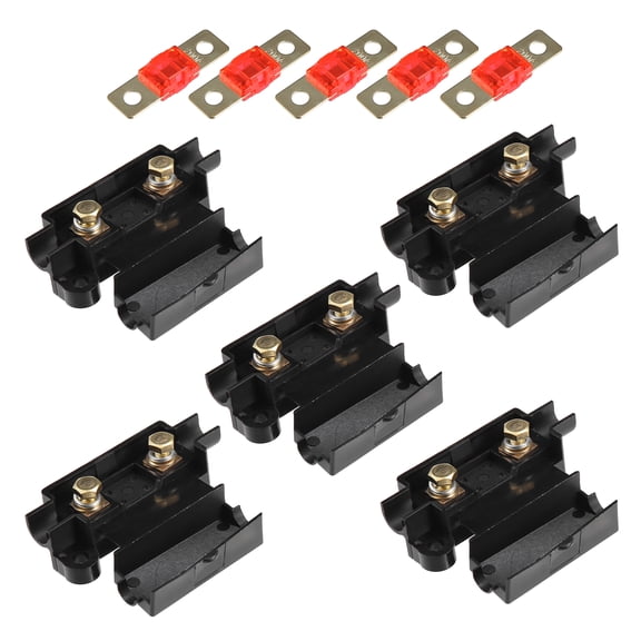 Unique Bargains 5 Set Black 200A Fuse with In-Line Holder Electrical Protection Fusible for Car Audio Video Stereo