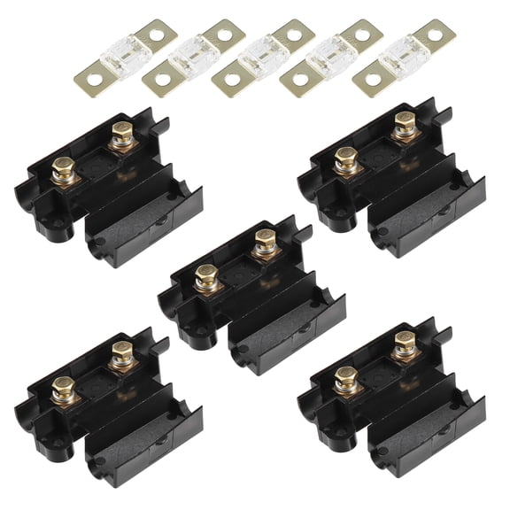 Unique Bargains 5 Set Black 80A Fuse with In-Line Holder Electrical Protection Fusible for Car Audio Video Stereo