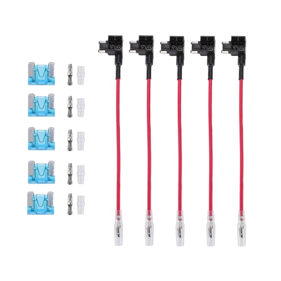 Unique Bargains 5 Set Universal Car Fuse Tap and Circuit Adapters 12V with 15A Low Profile Mini Blade Type Fuses