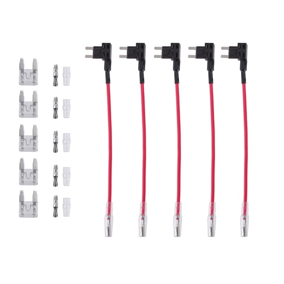 Unique Bargains 5 Set Universal Car Fuse Tap and Circuit Adapters 12V with 25A Mini Blade Type Fuses