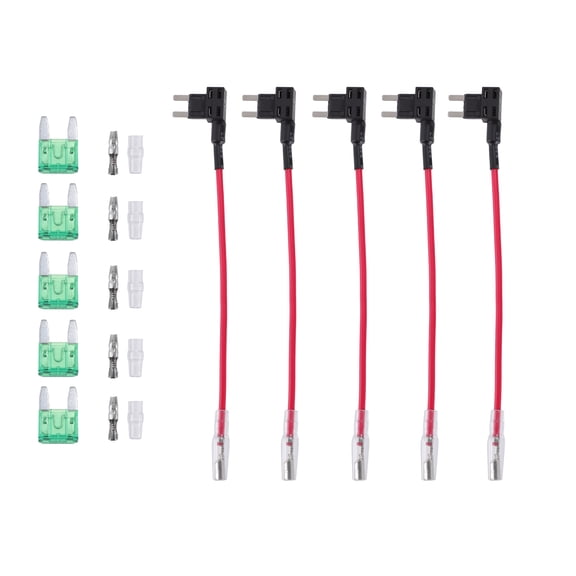 Unique Bargains 5 Set Universal Car Fuse Tap and Circuit Adapters 12V with 30A Mini Blade Type Fuses