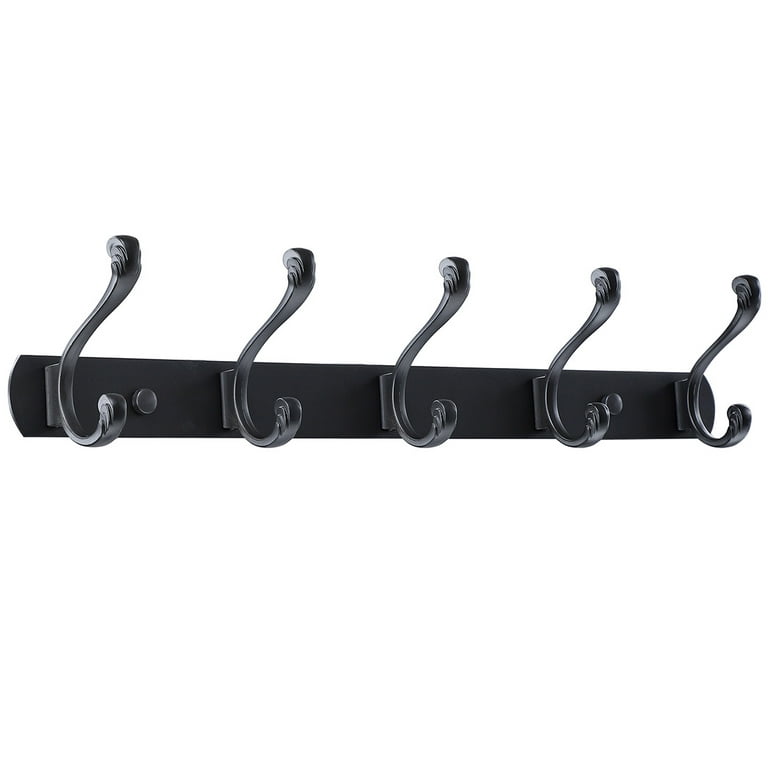 Unique Bargains 5 Single Hooks Dual Stainless Steel Wall Coat Hook Black  Lacquer