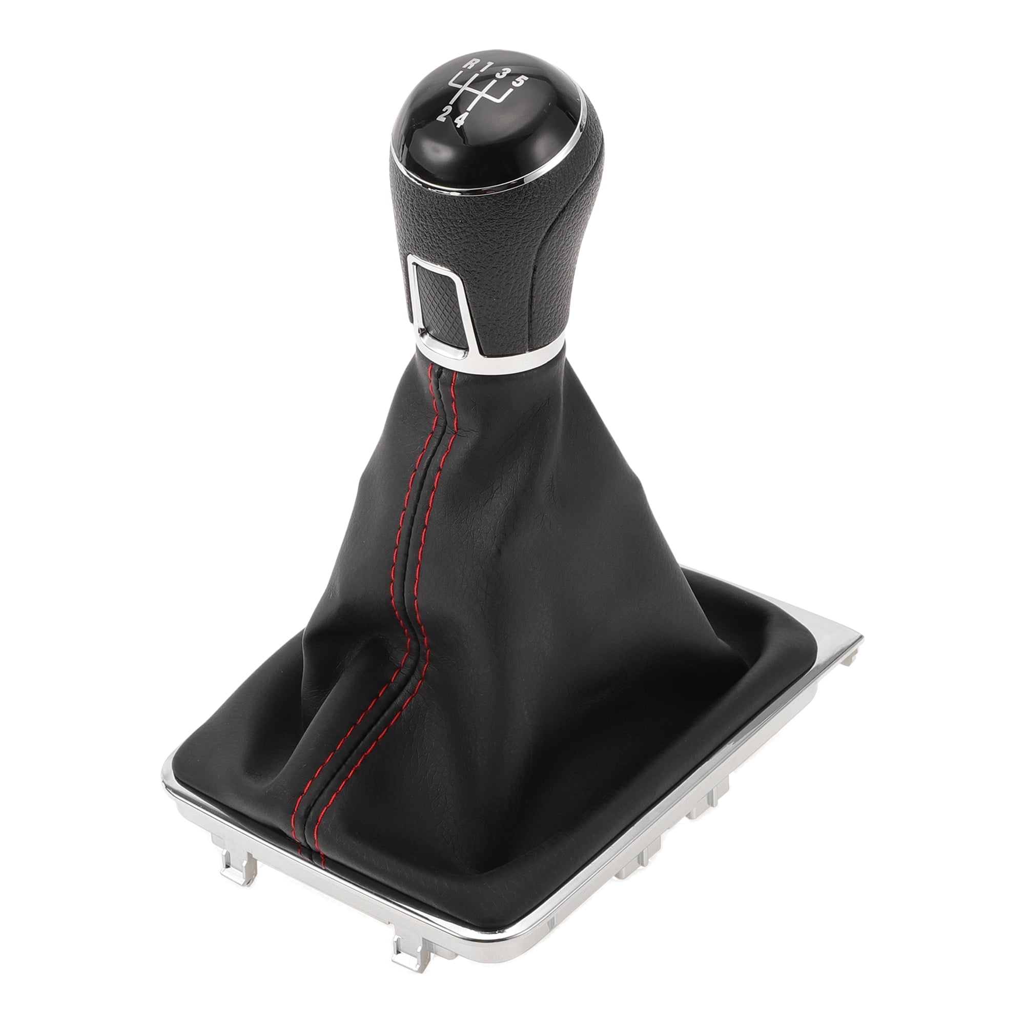 Unique Bargains 5 Speed Manual Gear Shift Knob with Cover, Gearbox Stick Shifter Lever Knob No.3AA711113A for VW Passat 2013-2021 Plastic Faux Leather Black Red, 1 Pc
