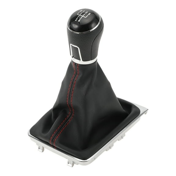 Unique Bargains 5 Speed Manual Gear Shift Knob with Cover, Gearbox Stick Shifter Lever Knob No.3AA711113A for VW Passat 2013-2021 Plastic Faux Leather Black Red, 1 Pc