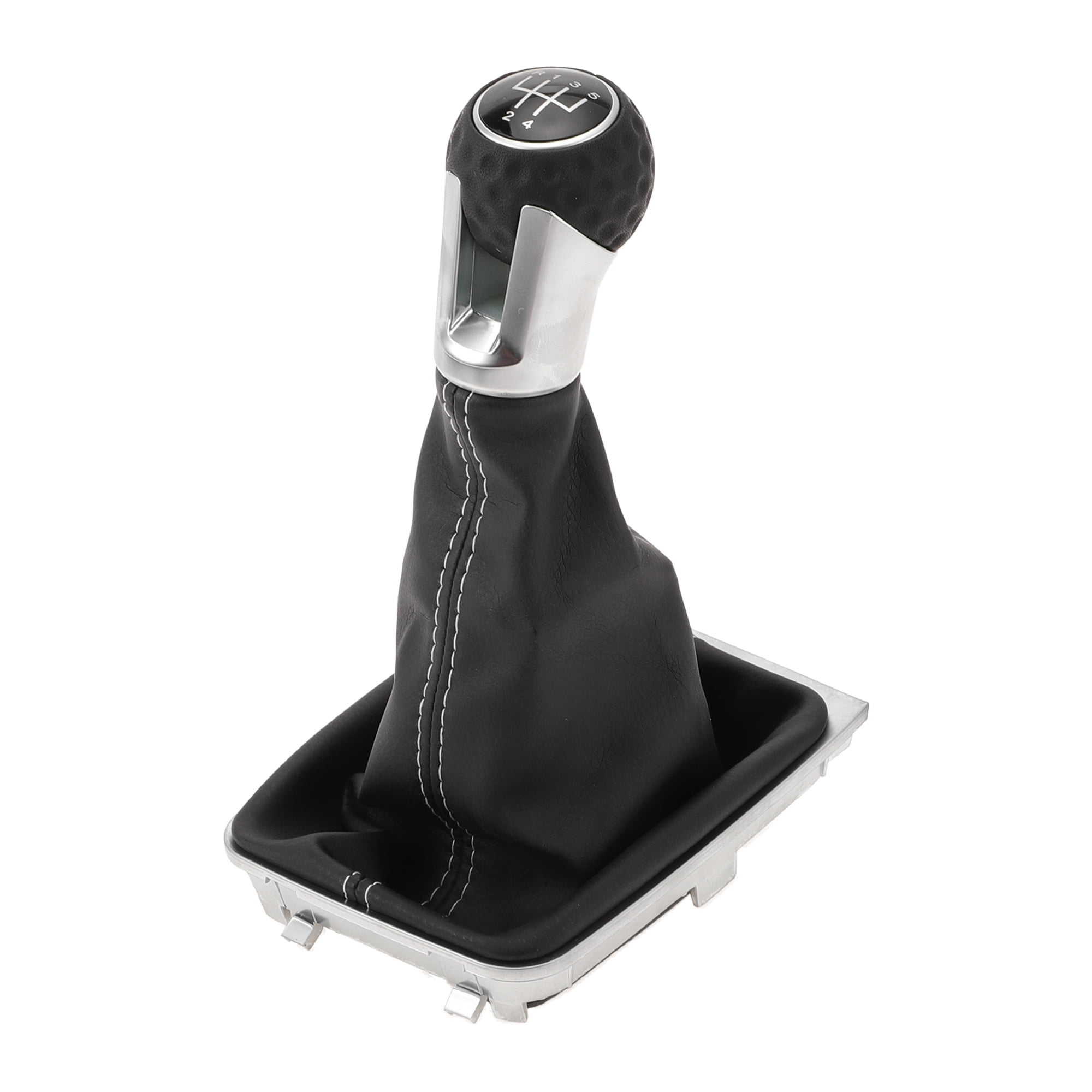 Unique Bargains 5 Speed Manual Gear Shift Knob with Cover, Gearbox Stick Shifter Lever Knob for VW Golf MK7 GTI GTD 2013-2018 Plastic Faux Leather Black White, 1 Pc