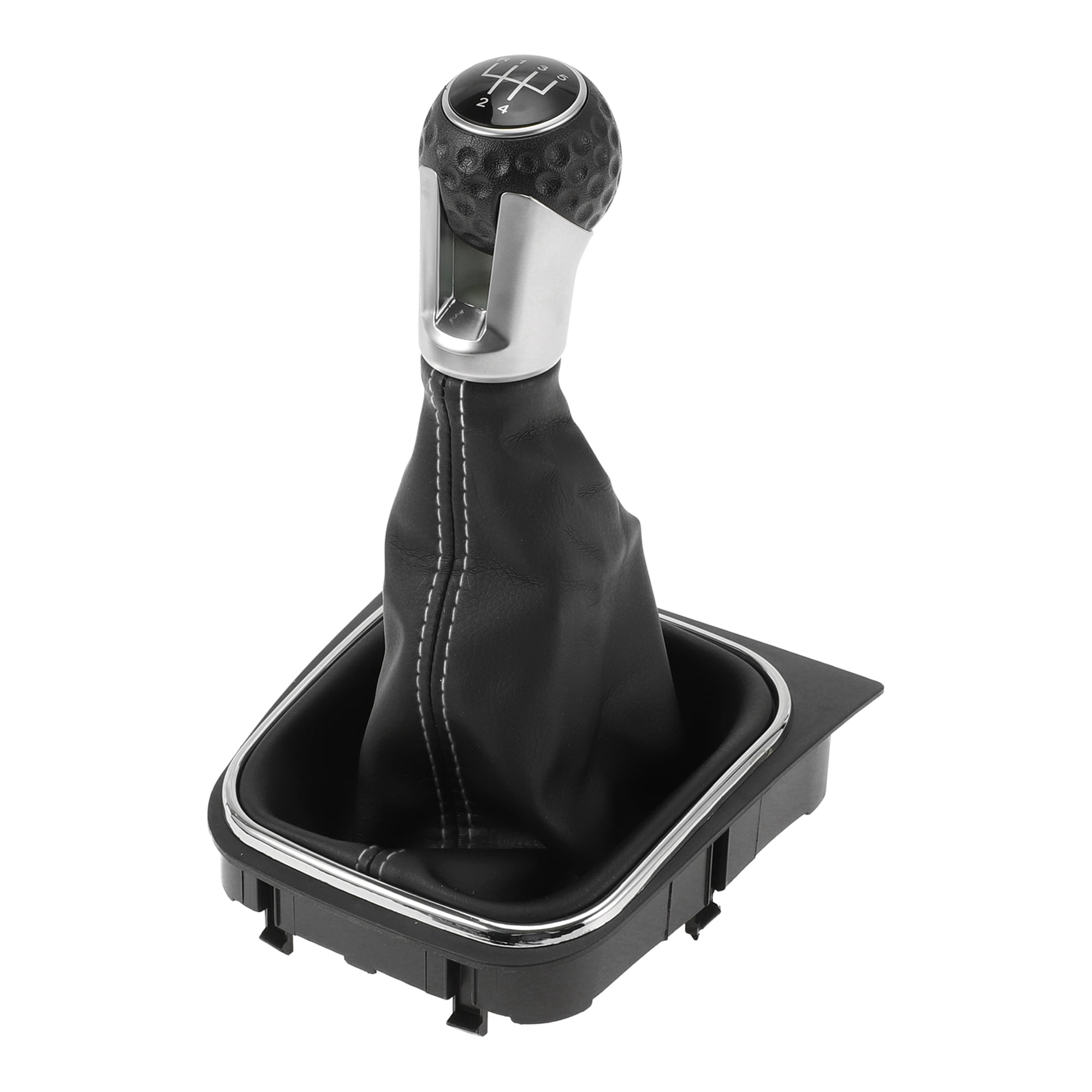 Unique Bargains 5 Speed Manual Gear Shift Knob with Cover for VW Golf 5 MK5 GTI GTD R32 2004-2009 Plastic Faux Leather Gearbox Stick Shifter Lever Knob Black White