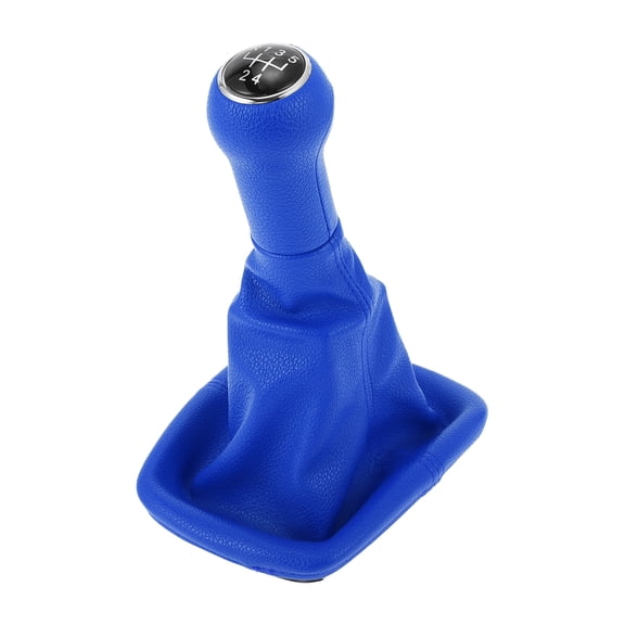 Unique Bargains 5 Speed Manual Gear Shifter Knob with Cover, Automotive Gearbox Stick Shifter Lever Knob for VW Bora 1999-2005 Plastic Faux Leather Blue Black, 1 Pc
