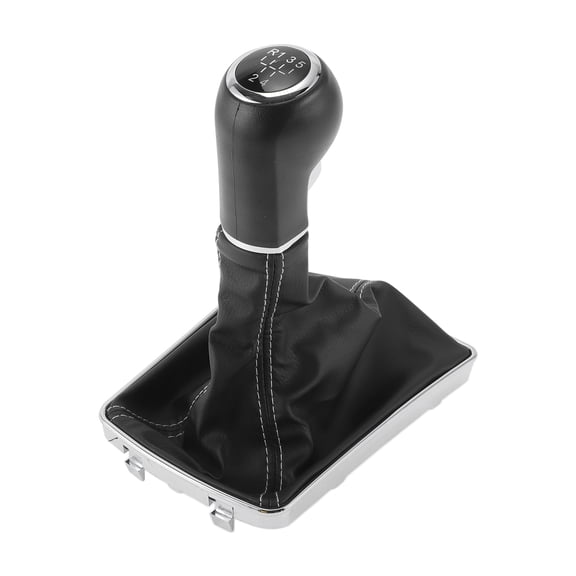 Unique Bargains 5 Speed Manual Gear Shifter Knob with Cover for Opel for Astra H Automotive Gearbox Stick Shifter Lever Knob Black White Plastic Faux Leather 1 Pc