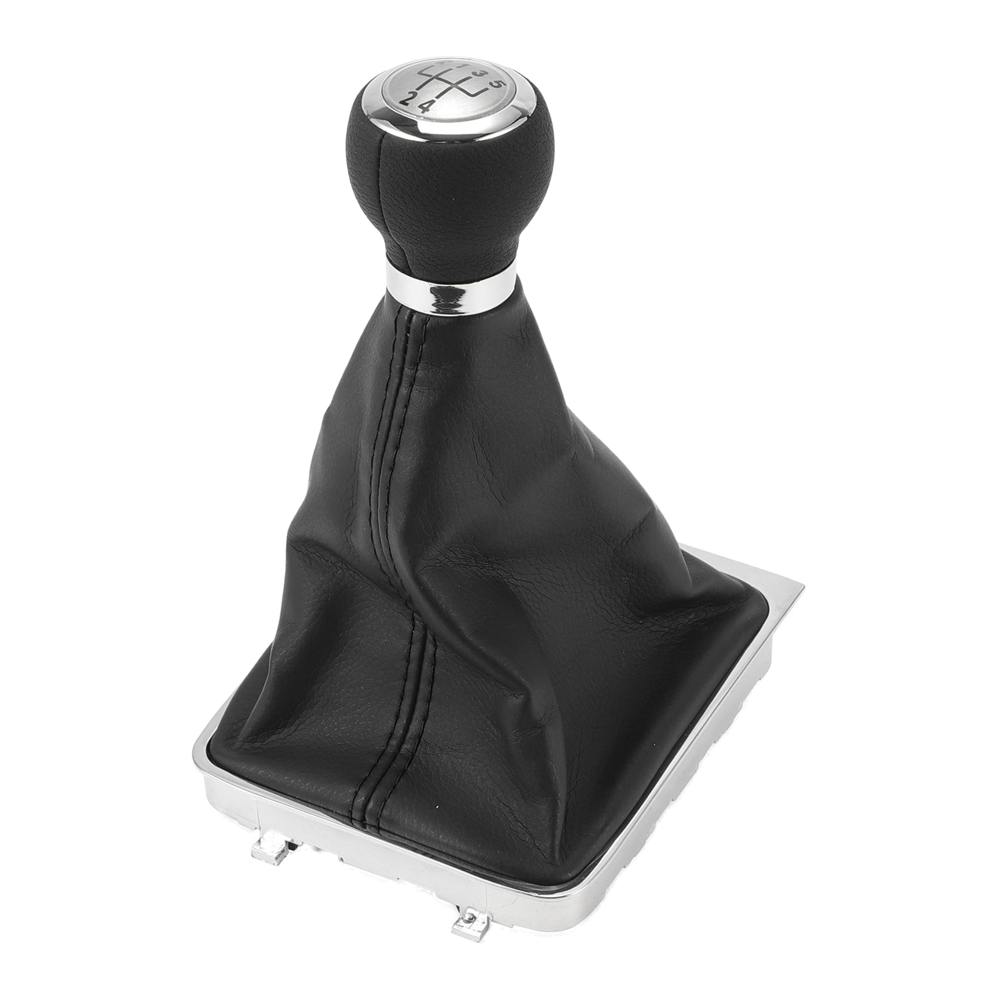 Unique Bargains 5 Speed Manual Gear Shifter Knob W/ Cover No.3C0711113A - Car Shift Lever Knob - for VW Passat 2006-2010 Plastic Faux Leather Black Silver Tone - 1 Pc