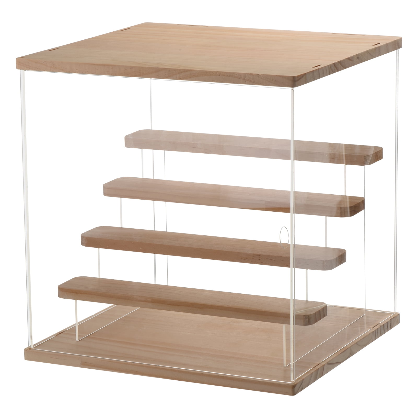 Unique Bargains 5 Tier Dustproof Acrylic Display Case for Collectibles, 12.59'x 11.69'x 13.15', Wood