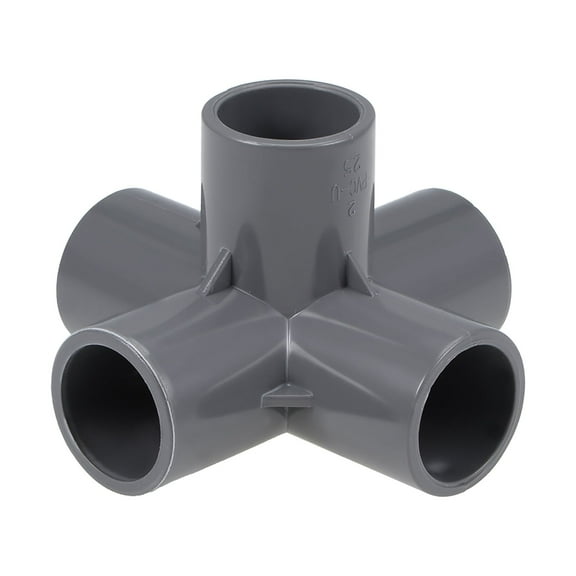 Unique Bargains 5-Way Elbow Pipe Fitting,Furniture Grade,3/4-inch Size Tee Corner Fittings Gray 5Pcs