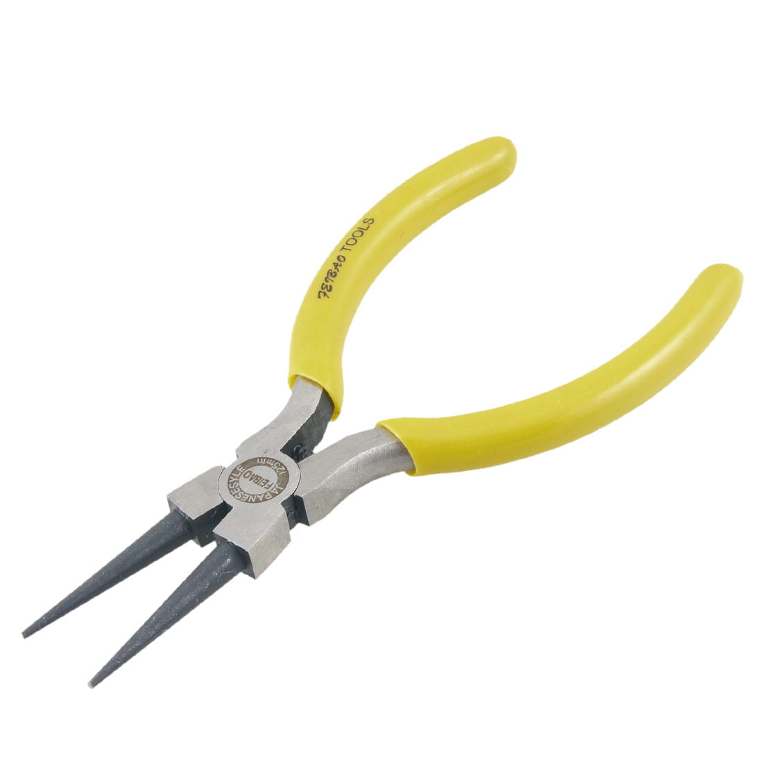 Unique Bargains Yellow Plastic Coated Curved Handle Needle Nose Pliers Hand Tool 5