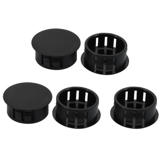 Unique Bargains 5 pcs 22mm Dia Black Plastic Tubing Plug Door and Window Locking Hole Plugs
