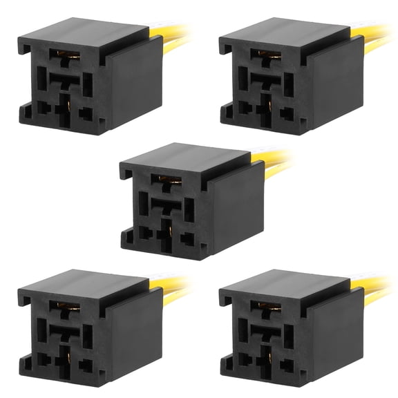 Unique Bargains 5 pcs DC 12V/24V 80A 4 Terminals Relay Socket Harness Connector for Auto Car