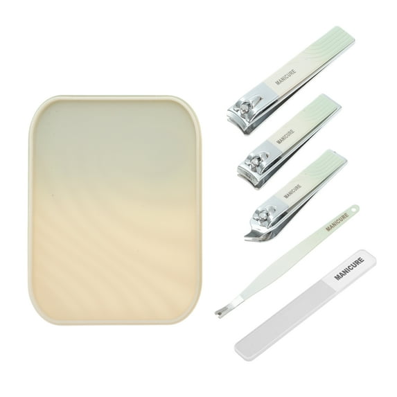 Unique Bargains 5-piece Set Gradient Color Box Nail Clipper Kit Green for Women for Men