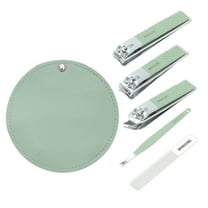 Unique Bargains 5-piece Set Round Rotation Nail Clipper Kit Green for Women for Men