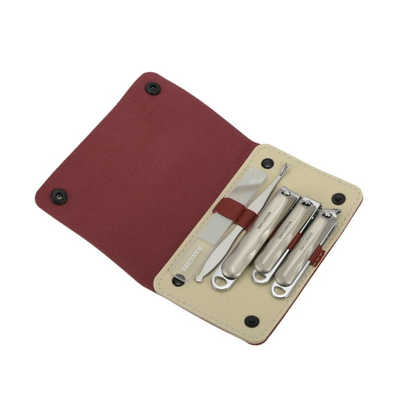 Unique Bargains 5-piece Set Wave Shaped Pattern Bag Nail Clippers Set Champagne