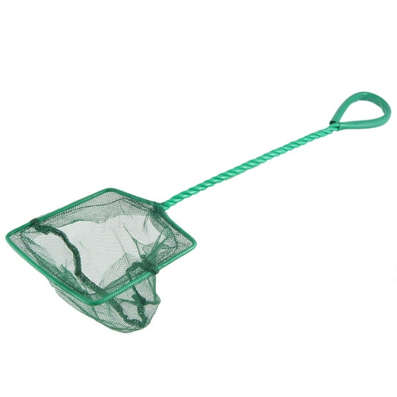 Unique Bargains 5" x 4" Portable Handle Landing Net Fishing Fish Angler Mesh Aquarium Fish Tank Goldfish Shrimp Green