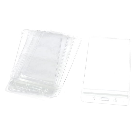 Unique Bargains 5 x Clear Plastic Vertical Company Staff Name Card Badge Holder
