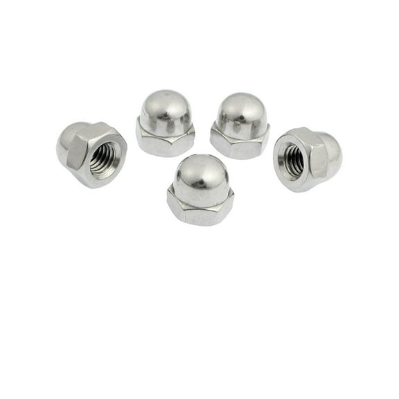 Unique Bargains 5 x Silver Tone Stainless Steel 8mm Thread Hex Domed Cap Nut
