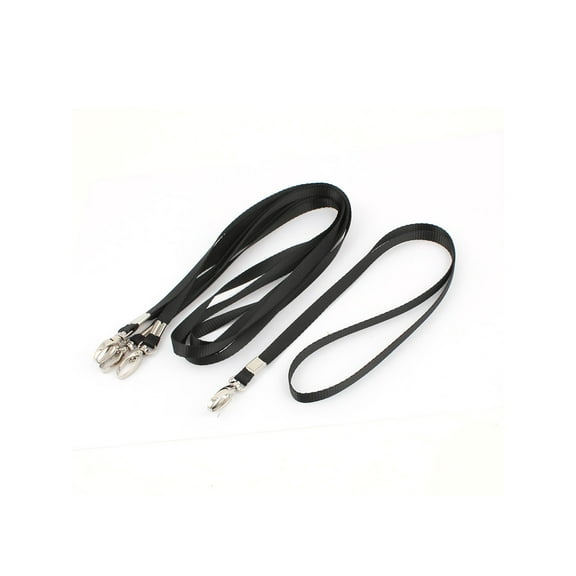 Unique Bargains 5 x Swivel Metal Clip Flat Lanyard Neck Strap Black for Working Card Holder
