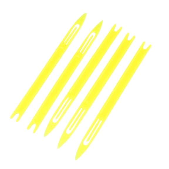 Unique Bargains 5 x Yellow Plastic Fishing Net Repair Needles Shuttles Bobbins 2#