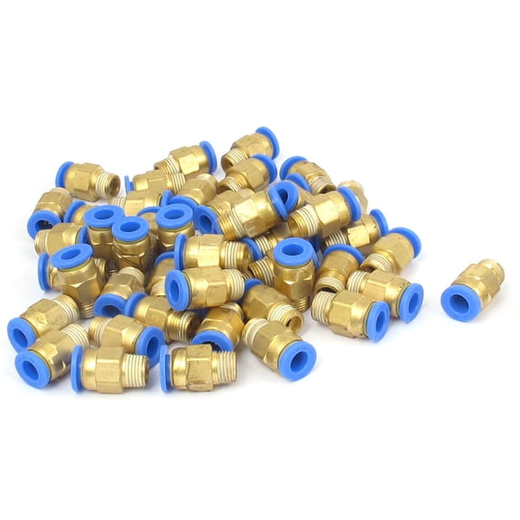Unique Bargains 50 Pcs 1/8BSP Male Threaded 6mm Push in Joint Pneumatic Connector Quick Fittings