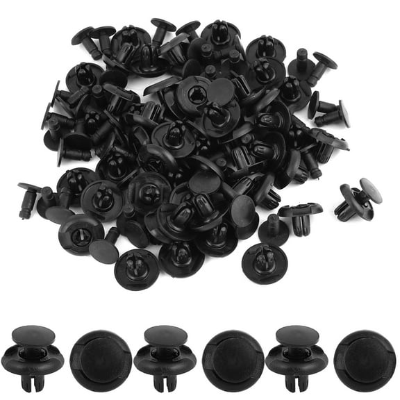 Unique Bargains 50 Pcs 16mm Long Black Plastic Fasteners Car Rivets Fender Clips 7.5mm Hole Dia