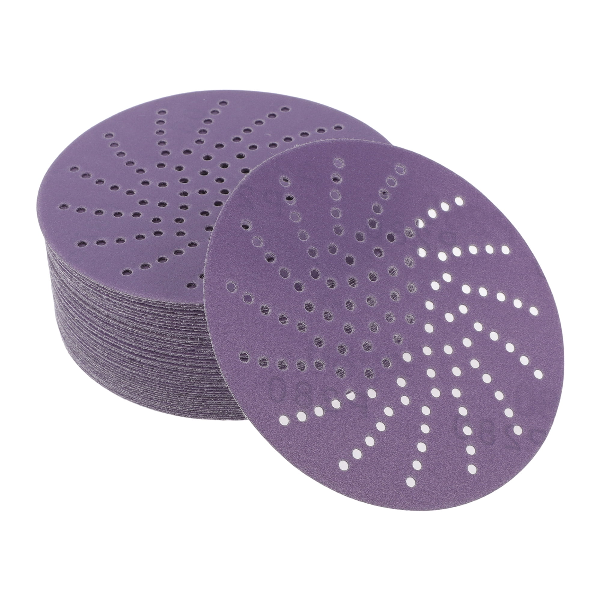 Unique Bargains 50 Pcs 5" 280 Grit Sanding Discs Hook and Loop Sandpaper Purple