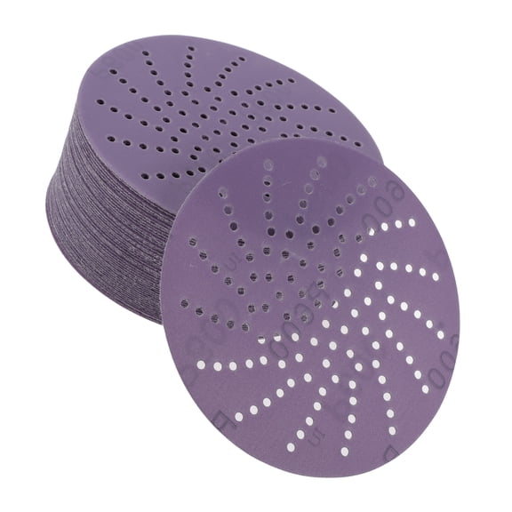 Unique Bargains 50 Pcs 5" 600 Grit Universal Sanding Discs - Round Hook and Loop Sandpaper - Polyester Film Purple