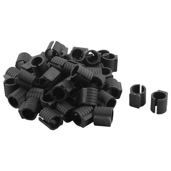 Unique Bargains 50 Pcs Antislip Plastic Round 16mm Dia Chair Foot Cover Table Furniture Leg Protector Black