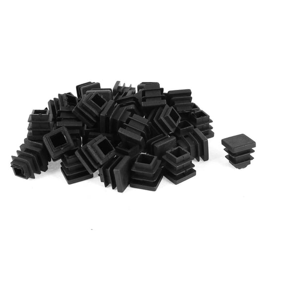 Unique Bargains 50 Pcs Antislip Plastic Square 16mm x 16mm Chair Foot Cover Table Furniture Leg Protector Balck