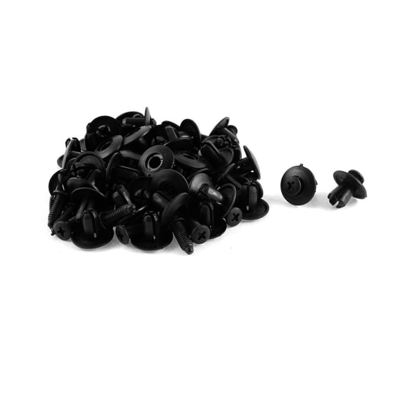 Unique Bargains 50 Pcs Black Plastic Car Trim Clips Rivet Fastener 8mm Hole Dia