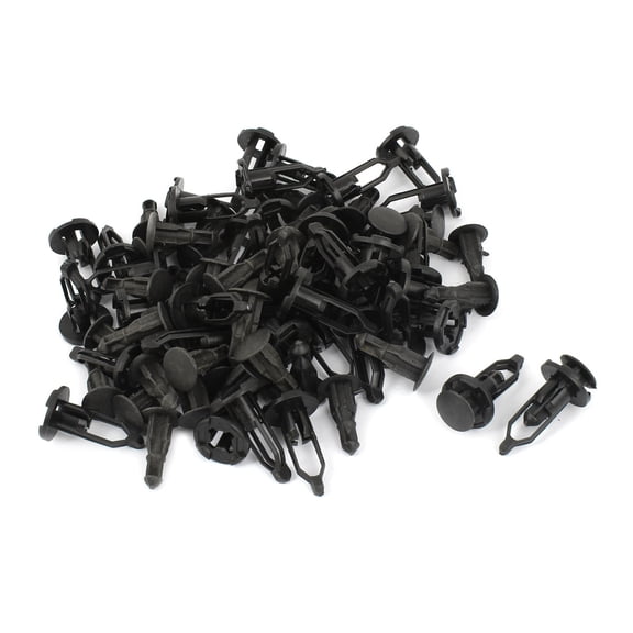 Unique Bargains 50 Pcs Black Plastic Push Screw Rivet Fairing Panel Clips for 9mm Hole Dia