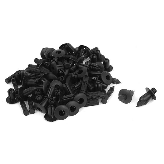 Unique Bargains 50 Pcs Black Plastic Rivet Trim Fastener Clips 6mm x 14mm x 17mm