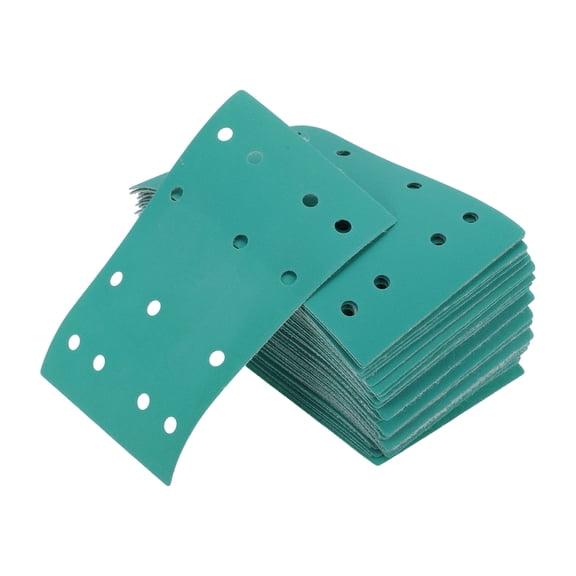 Unique Bargains 50 Pcs Car Wood Sanding Discs Smoothing Hook & Loop Sanding Sheets 3.15"x5.24" 14 Hole 280 Grit Green