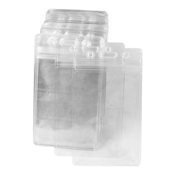 Unique Bargains 50 Pcs Clear ID Badge Holder Vertical Plastic ID Card Holder