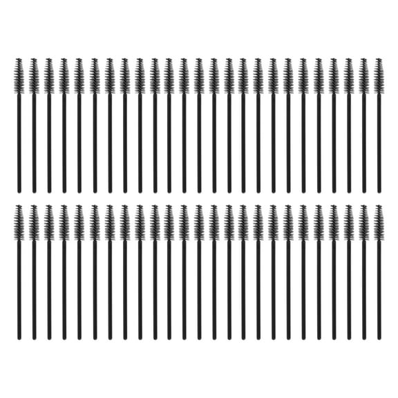 Unique Bargains 50 Pcs Convenient Eyebrow Brushes for Business Travel Black Nylon Plastic