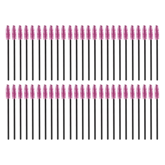 Unique Bargains 50 Pcs Convenient Eyebrow Brushes for Business Travel Black Rose Red Nylon Plastic