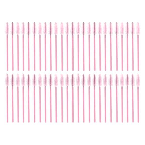 Unique Bargains 50 Pcs Convenient Eyebrow Brushes for Business Travel Pink Nylon Plastic