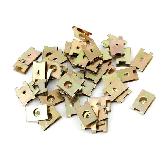 Unique Bargains 50 Pcs Copper Tone Car Auto Dash Pannel Spire Screw Metal U-Clips 6mm Diameter