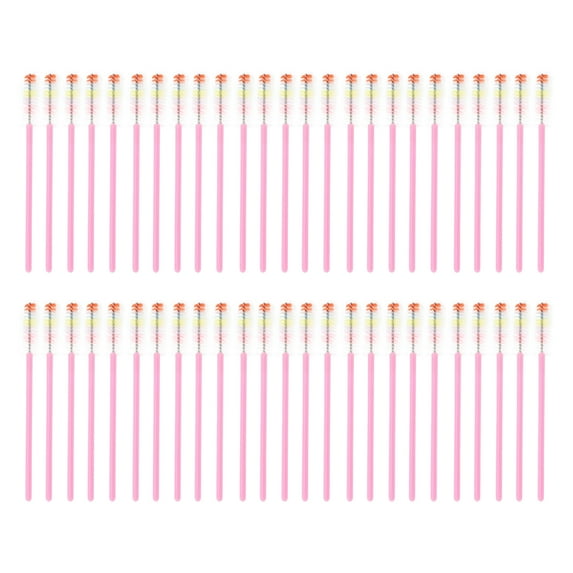 Unique Bargains 50 Pcs Disposable Colorful Eyelash Brush for Bathroom Pink Plastic Nylon