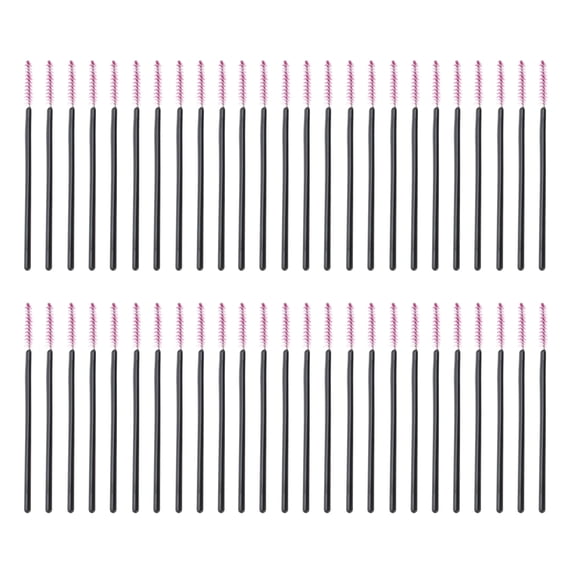 Unique Bargains 50 Pcs Disposable Eyelash Brush for Bathroom Black, Rose Red