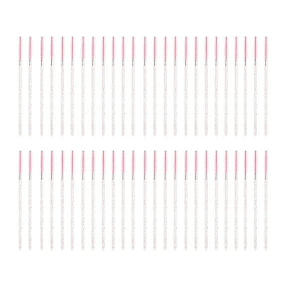 Unique Bargains 50 Pcs Disposable Eyelash Brush for Bathroom Transparent Pink Plastic Nylon