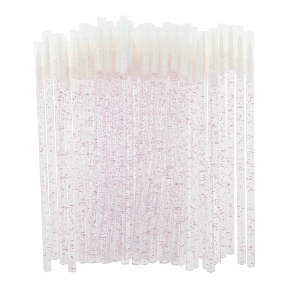 Unique Bargains 50 Pcs Disposable Eyeliner Brush for Vacation Pink Plastic Flocking